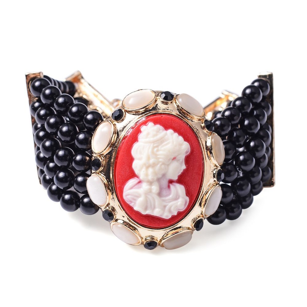Cameo, Multi Gemstone Beaded Multi Strand Bracelet